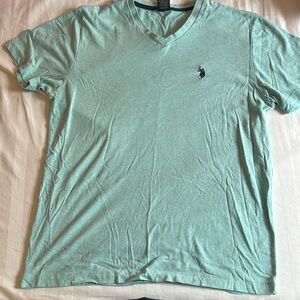 Men’s M v-neck T-shirt, sea green/blue